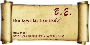 Berkovits Euniké névjegykártya
